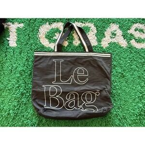 Le Bag Tote Bag Unisex Large Black Good Graphic Canvas Shopper Snap Closure